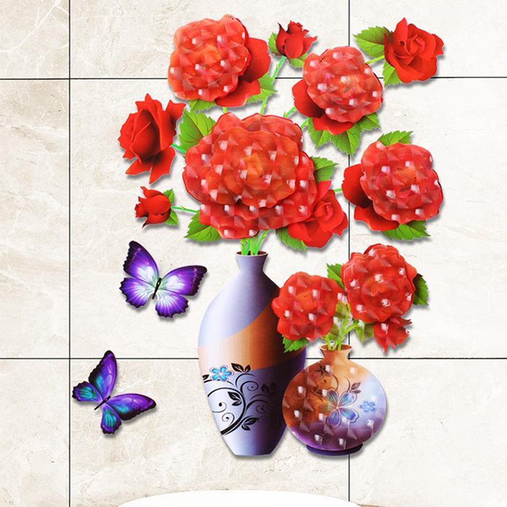 Miếng Dán Tủ Lạnh Hình Lọ Hoa 3d Chống Nước Tự Dính Trang Trí Nhà Cửa