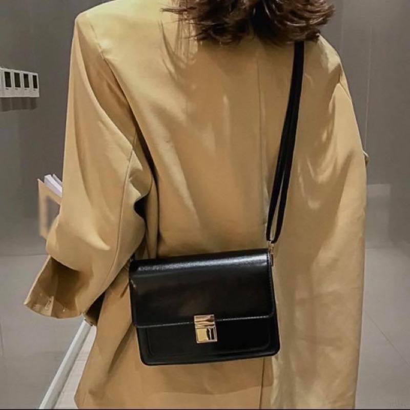 Túi xách đeo chéo nữ da bóng thời trang retro trơn basic - Order taobao quảng châu