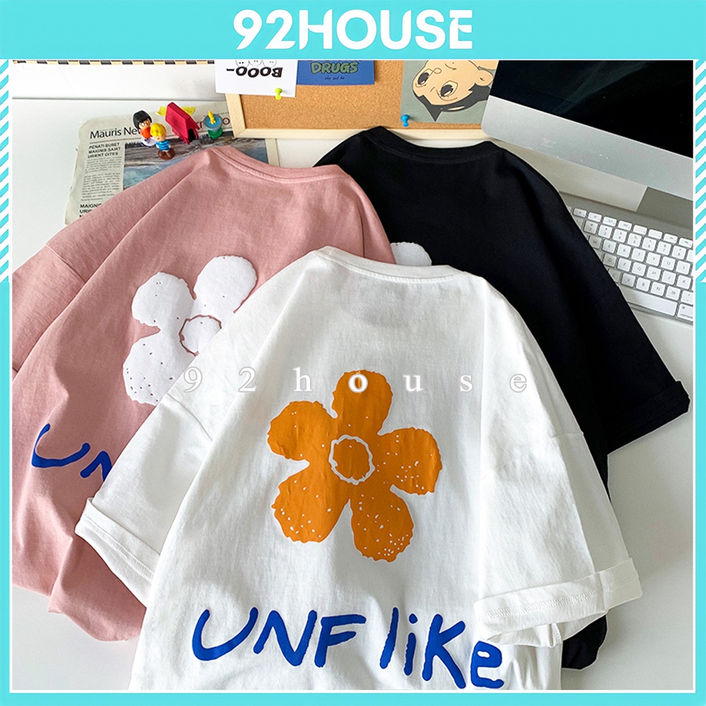 Áo thun tay lỡ unisex hoa mai form rộng tay lỡ freesize