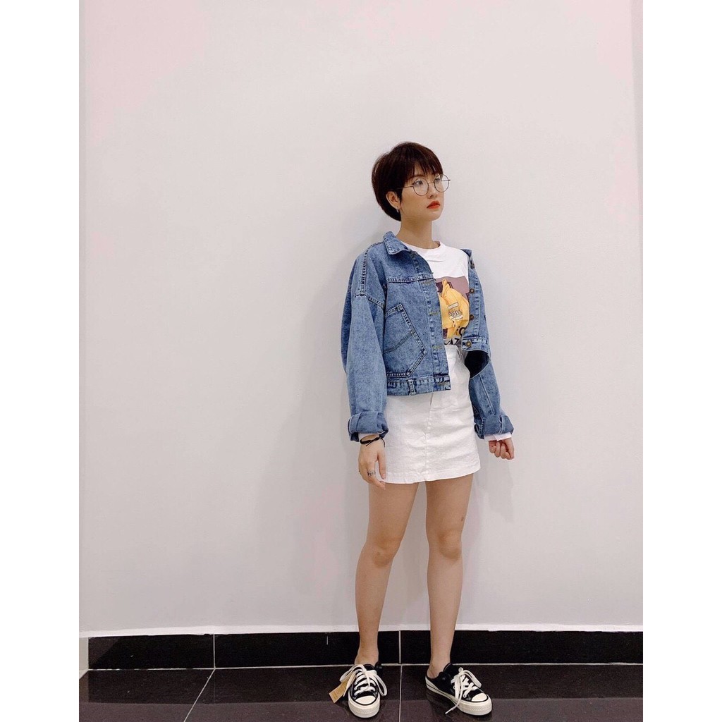 ÁO KHOÁC JEAN NỮ 4 CÚC SAU LƯNG (XANH JEAN) CROPTOP  SIÊU HOT 1816