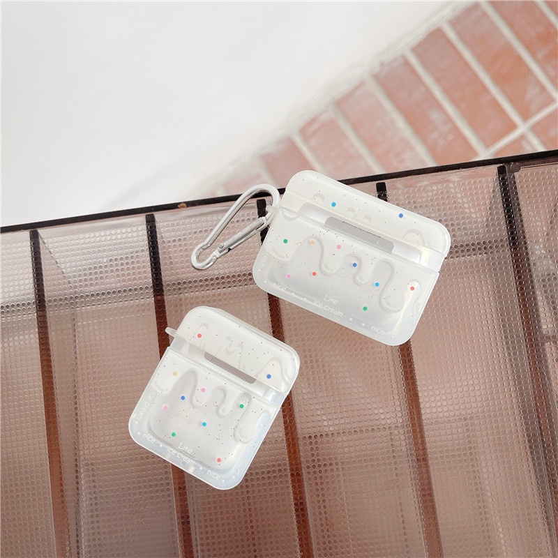 Case airpod 3 vỏ airpod 1 2 Pro Hình Ice Cream Kem Trắng - MON STORE