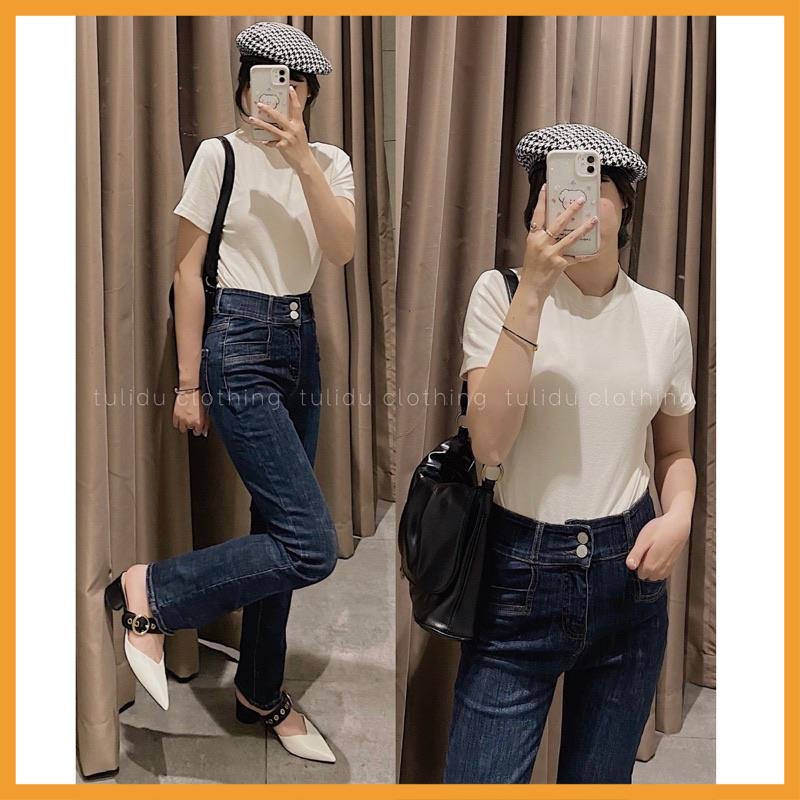 Quần jean ống suông rộng màu đen trơn cơ bản cạp lưng cao thương hiệu Heri | BigBuy360 - bigbuy360.vn