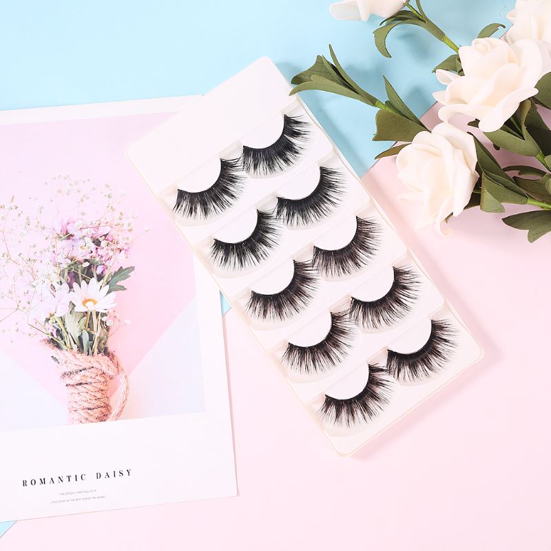 Set 5 Cặp Lông Mi Giả Dày Và Dài Màu Đen Tự Nhiên YOUYO