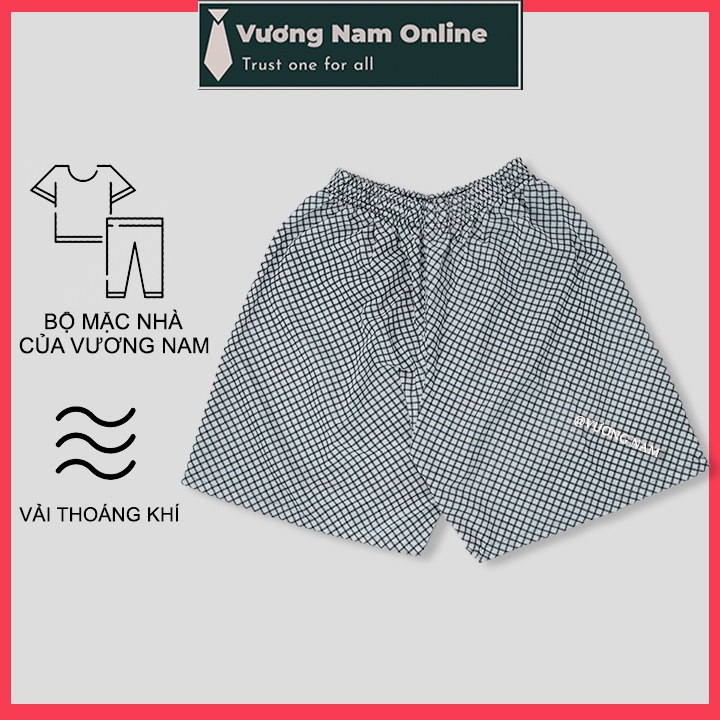 Quần đùi nam caro mặc nhà cotton ống rộng may kỹ lưỡng VN85B