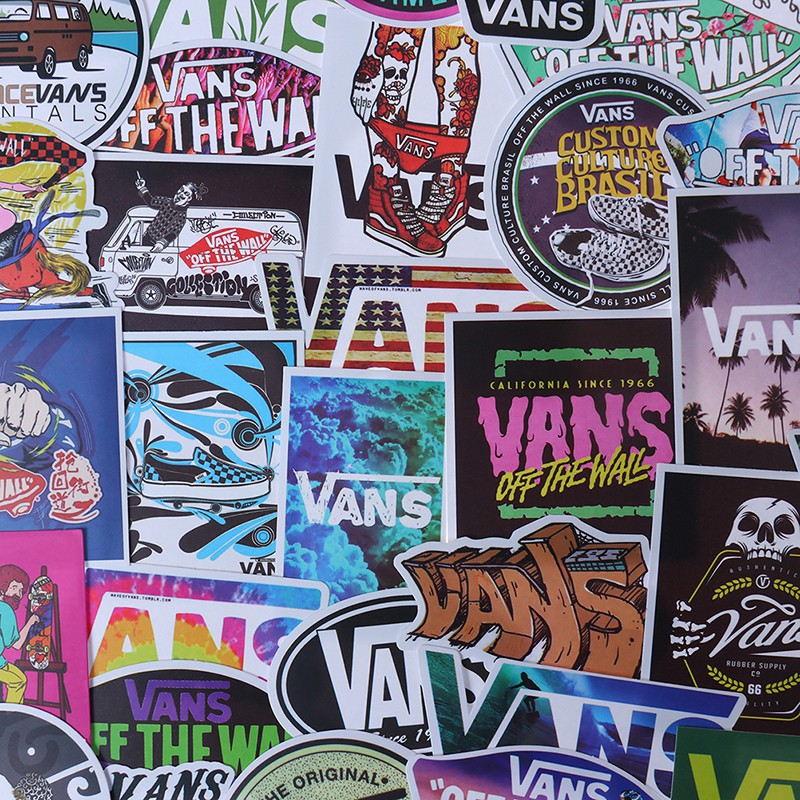 Bộ 100 miếng đề can họa tiết Vans graffiti dán trang trí xe hơi/xe đạp/đàn ghi-ta/va ly/máy tính/ván trượt