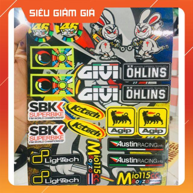 Logo combo thỏ,givi,ohlins... Size 20x25