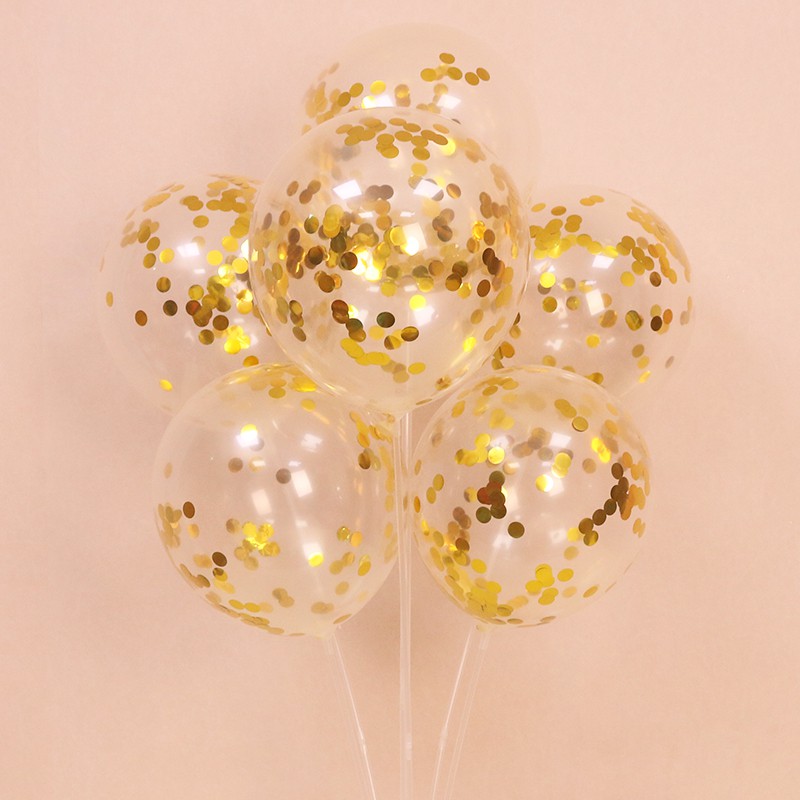 Set 5 quả bóng cao su màu vàng hồng 12 Inch xinh xắn đáng yêu dùng trang trí sinh nhật và đám cưới