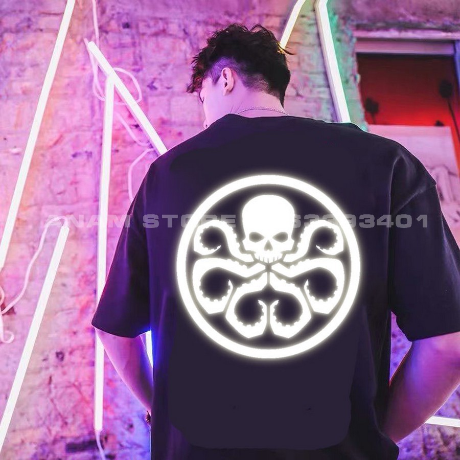 Áo thun Phản Quang Tay Lỡ Nam Nữ Red Skull