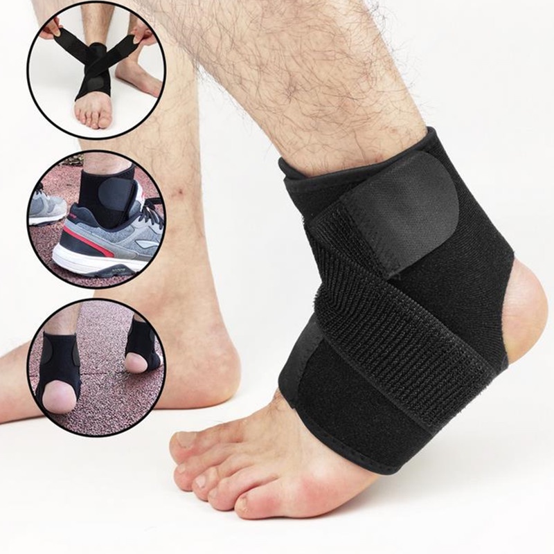 Đai Quấn Bảo Vệ Mắt Cá Chân Co Giãn Chống Trượt Màu Đen Hỗ Trợ Luyện Tập Thể Thao