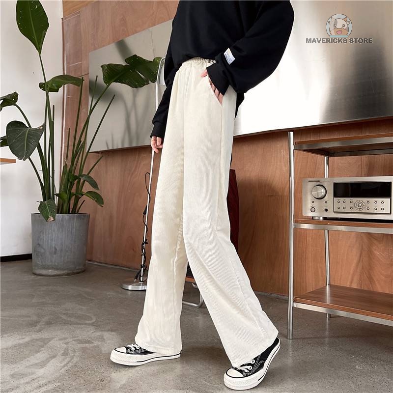 Quần ống rộng vải nhung 3 màu kiểu Hàn Quốc