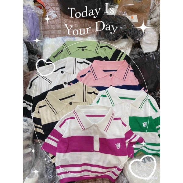 áo len kẻ,áo len cổ đức dáng ngắn ảnh thật trải nền Mã 245