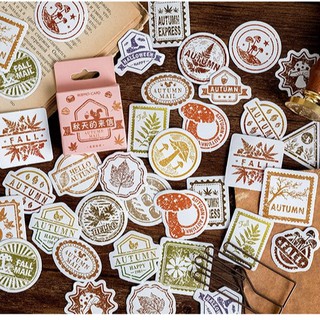 Hộp 46 miếng sticker mẫu thư mùa thu autumn mail