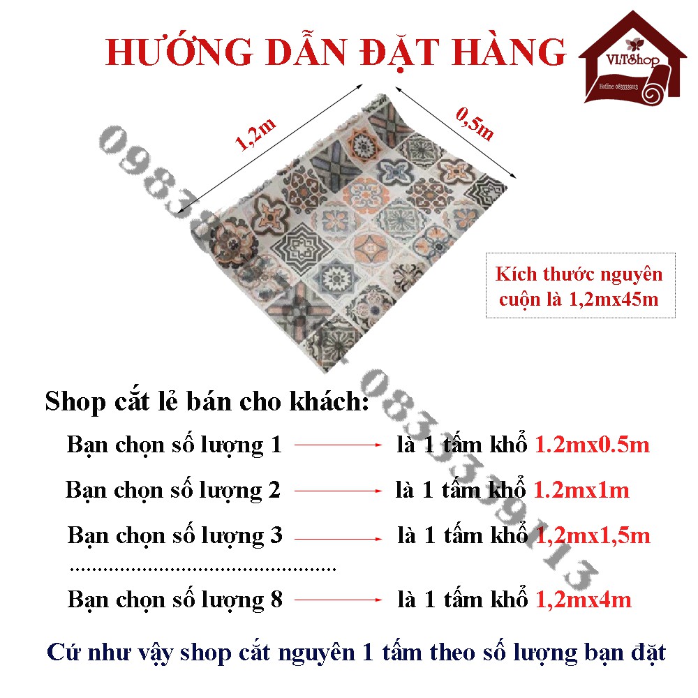 [1,2mx0,5m] Decal Gạch Bông  - Decal dán tường, dán bếp - Trang trí nhà cửa