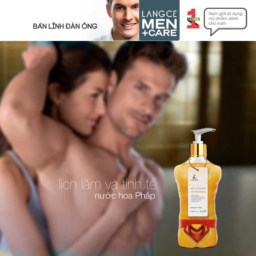 SỮA TẮM GEL 24K SÁNG DA DƯỠNG ẨM MỀM MỊN HƯƠNG NƯỚC HOA 250ml BS LANGCE dành cho Nam