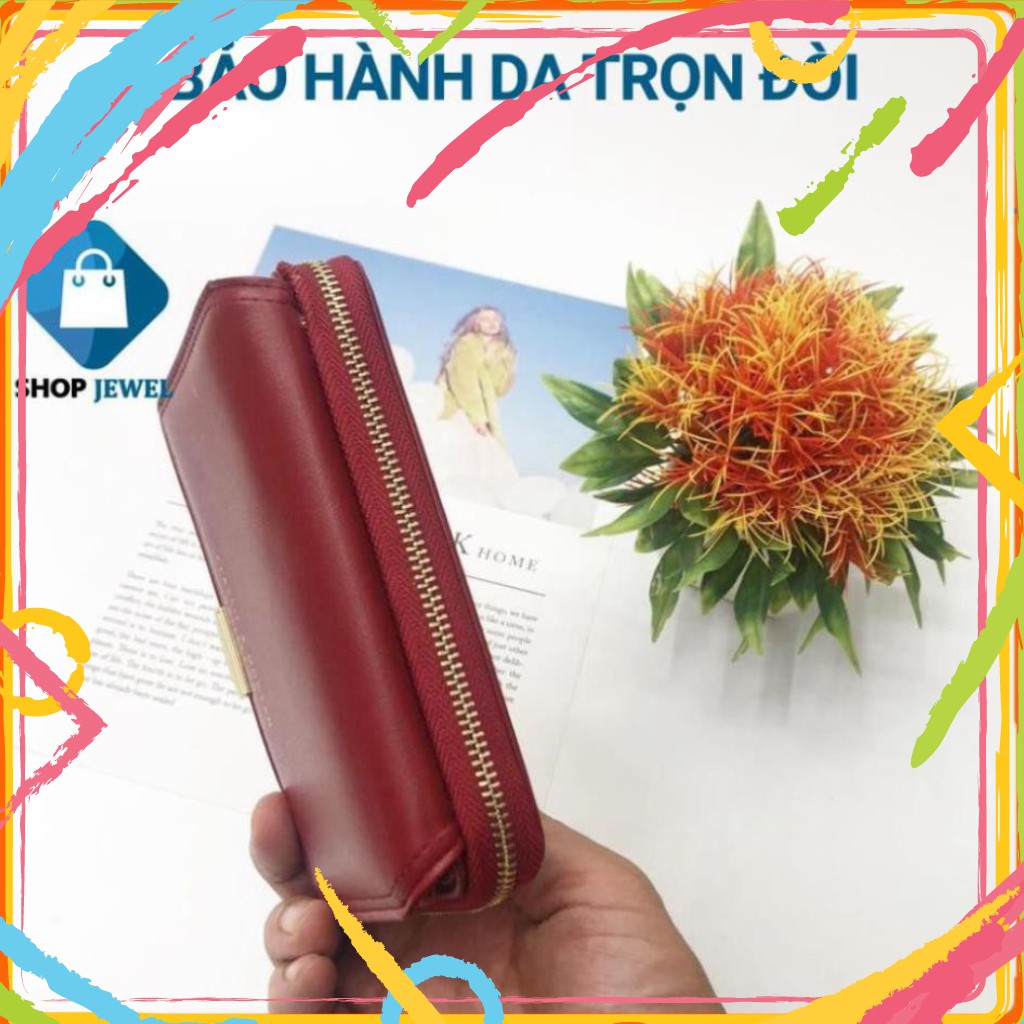 tuan00006 Ví Cầm Tay Nữ, Ví Cầm Tay Nữ Mini CLASSIC & MORERN Kết Hợp Khóa Bấm Và Khóa Kéo Shop Jewel tuan00006