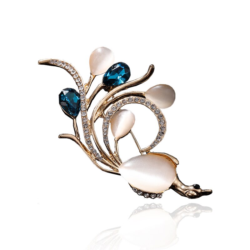Trâm cài áo hình chim phượng hoàng đính đá opal thời trang