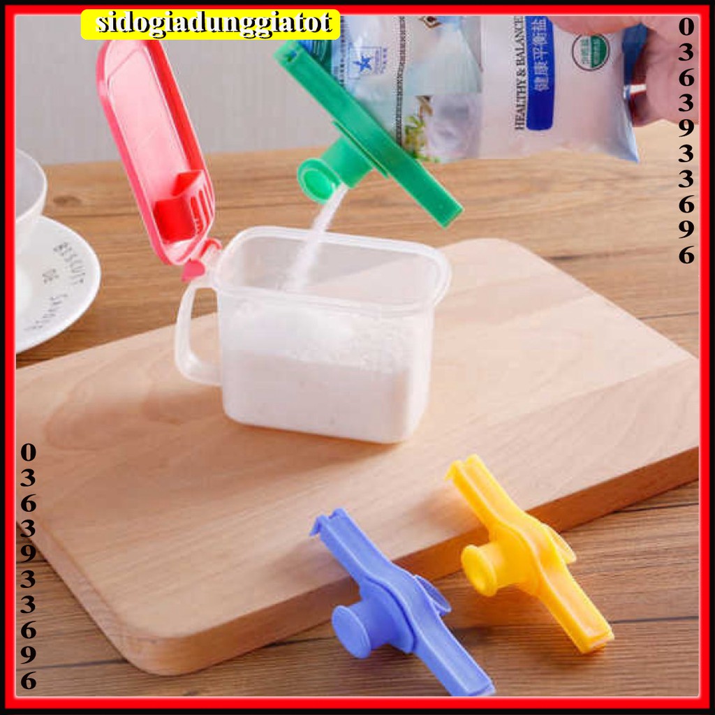 Kẹp miệng túi thực phẩm, kẹp nhựa niêm phong miệng túi có nắp đổ cực tiện lợi - SĐGDGT