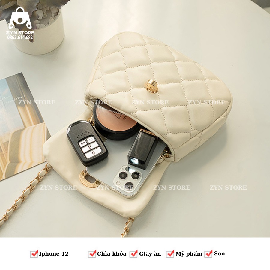 Túi xách mini nữ thêu trám da PU siêu kute ZYN STORE