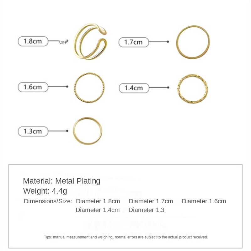 Bộ 5 chiếc nhẫn phong cách Hàn Quốc C40