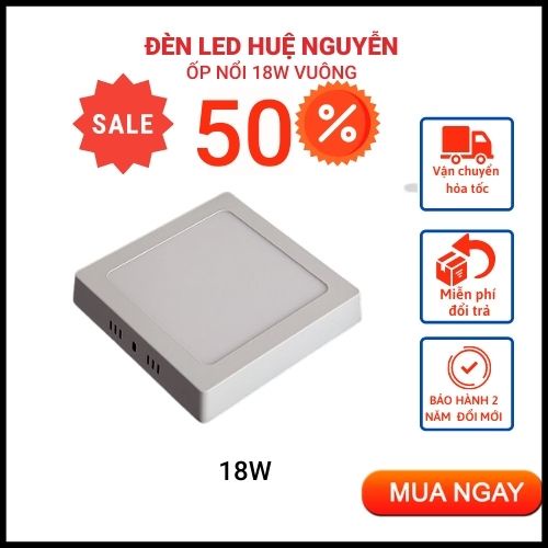 HH3 Đèn Led Ốp Trần Nổi 18W Vuông kích thước 200mm Cho Mọi Công trình