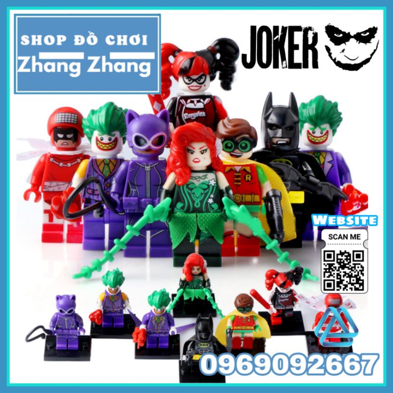 Đồ chơi Xếp hình Batman gồm Joker Harley Quinn - Cat woman - Calendarman - Robin- Poison Ivy Minifigures POGO PG8032