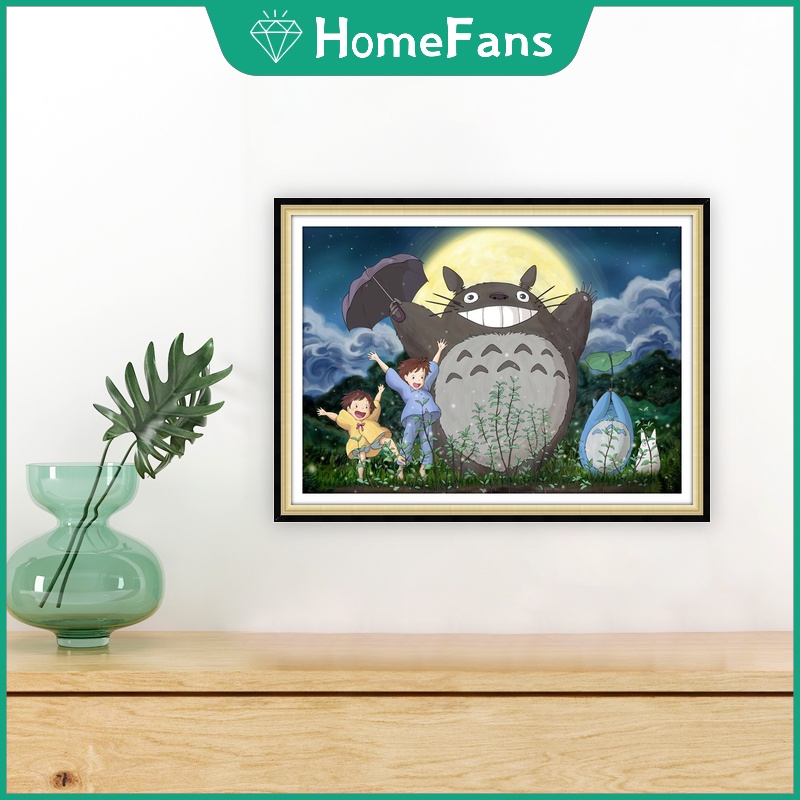 Bộ Tranh Đính Đá 5D Tự Làm Hình Totoro 30x40cm / 40x50cm
