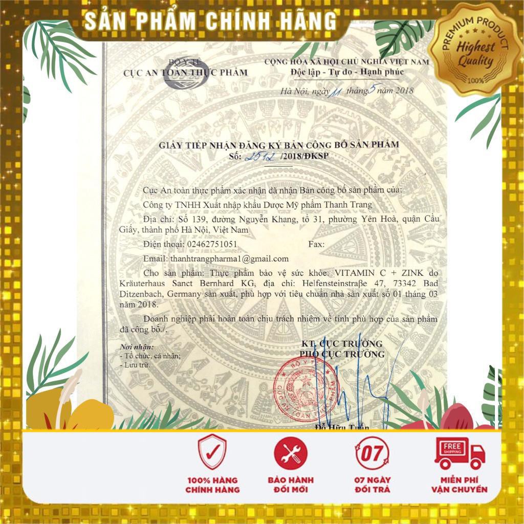 Viên uống Vitamin C và Kẽm tăng cường đề kháng miễn dịch,giúp đẹp da (hộp 60 viên) - [Chính hãng Sanct Bernhard Đức ] | Thế Giới Skin Care