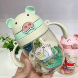 (Có dây đeo) Bình tập uống cao cấp có ống hút cho bé