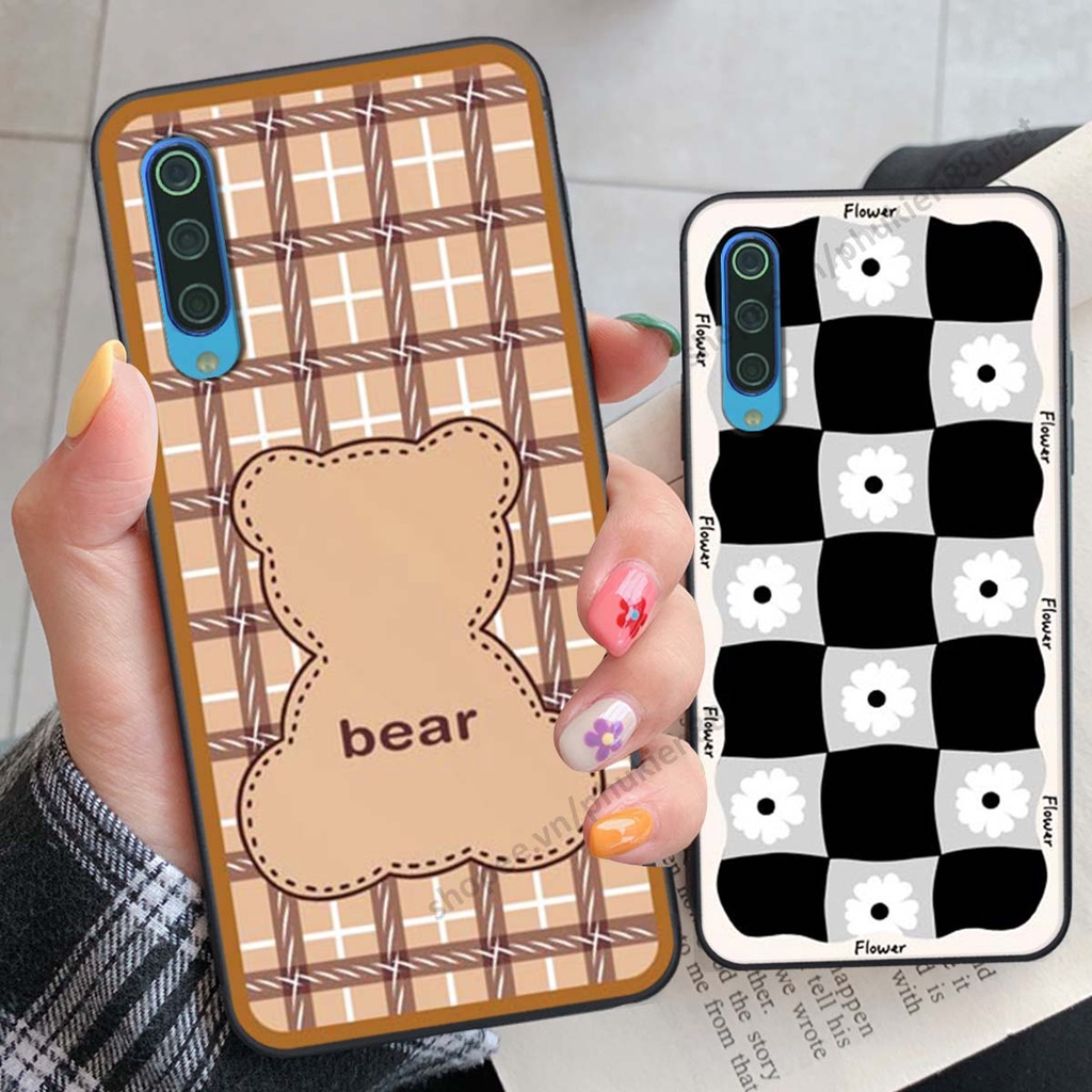 Ốp lưng Xiaomi Mi 9 SE ốp điện thoại LineBear, bé tóc xù, hoa siêu đẹp