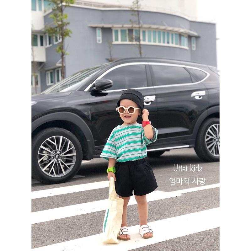 ÁO THUN SỌC TAY NGẮN PHONG CÁCH HÀN QUỐC DÀNH CHO BÉ GÁI VÀ BÉ TRAI 1107