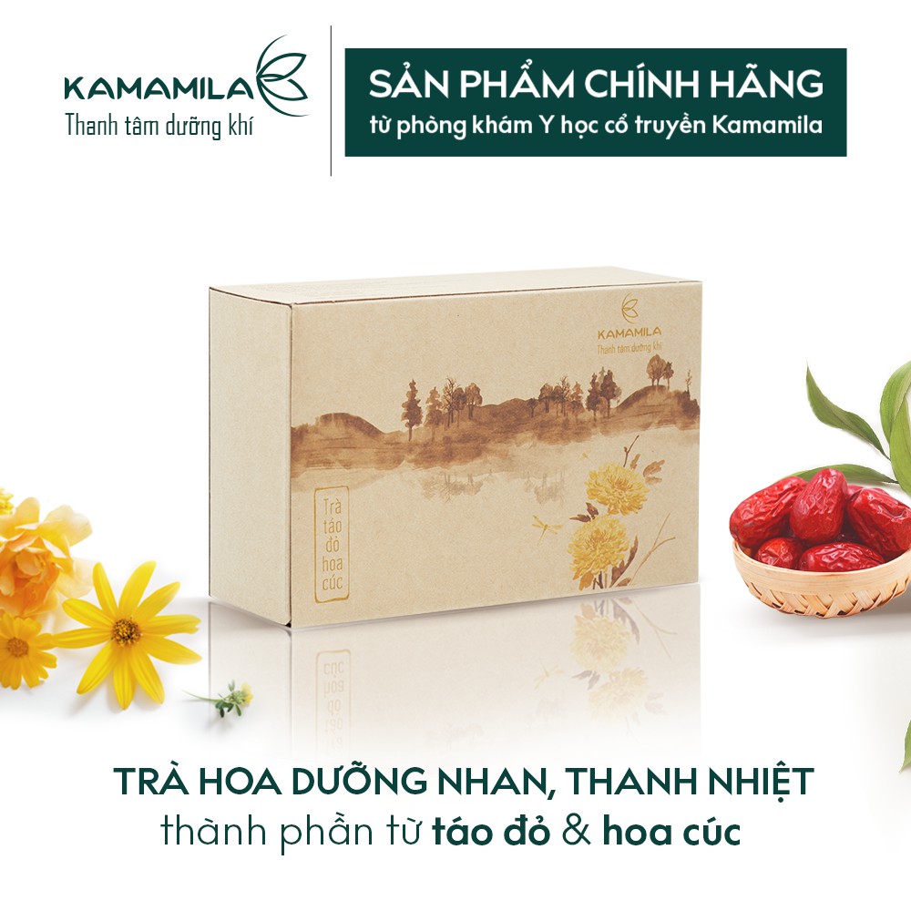 Trà Dưỡng Nhan Kamamila - Hỗ trợ thanh nhiệt, sáng mắt đẹp dạ Gồm 5 vị trà hoa Chuẩn Công Thức Đông Y - Hộp 20 gói