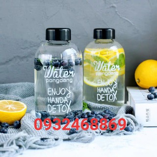 Bình Nước Thủy Tinh Nắp Nhựa Cao Cấp Water PongDang 600ML Trong Suốt