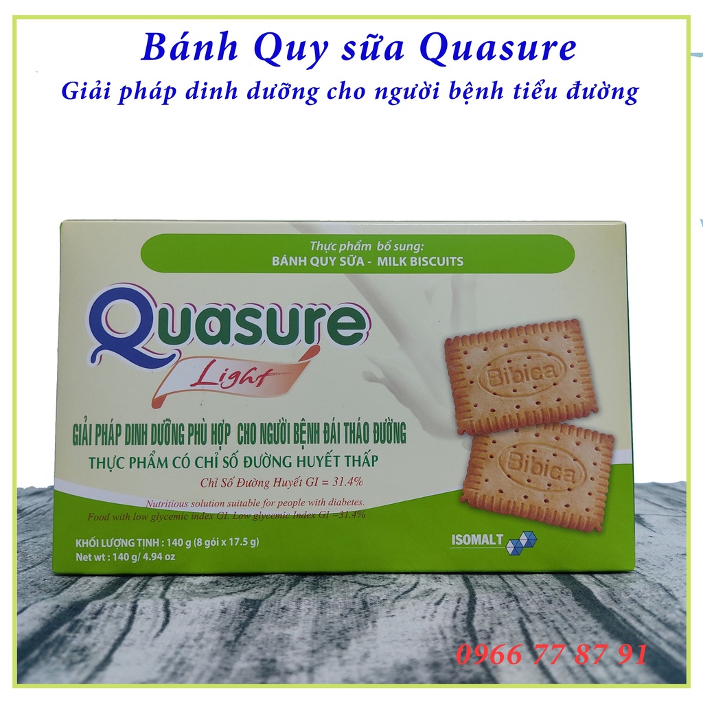 Bánh quy dành cho người tiểu đường, ăn kiêng Quasure Light sữa hộp 140g
