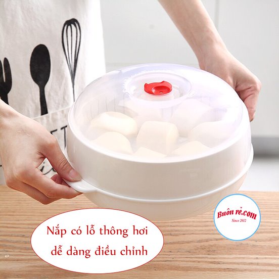 Bộ khay hấp lò vi sóng nhựa Việt Nhật 2 tầng  - Khay hấp đồ ăn lò vi sóng tiện lợi  Br 01540