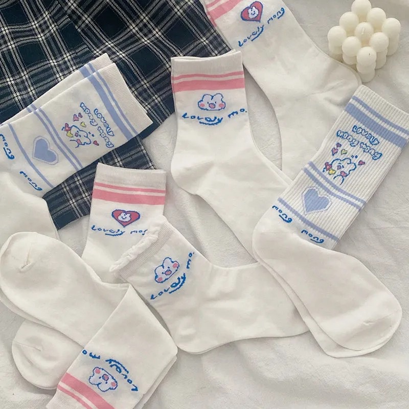 Vớ Thể Thao Mềm Mại In Họa Tiết Hoạt Hình Dễ Thương Phong Cách Nhật Bản Cho Nữ