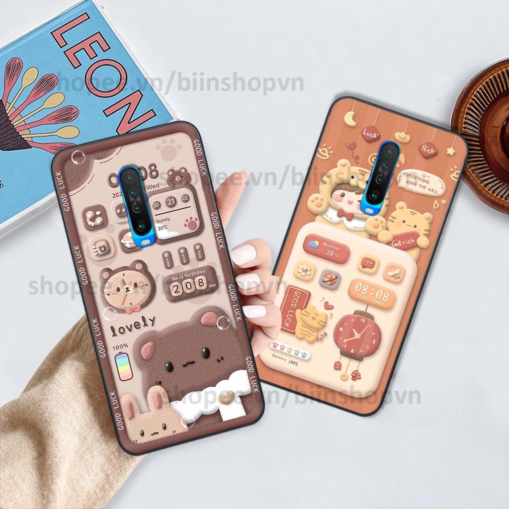 Ốp Xiaomi Redmi K30 / Redmi K30 5G in 3D icon gấu nổi siêu xinh, siêu đáng yêu, cá tính phong cách