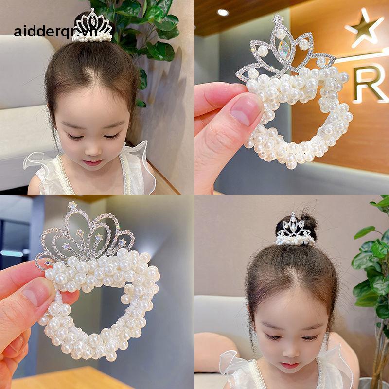 Dây Cột Tóc Hình Vương Miện Đính Ngọc Trai Cho Bé Gái