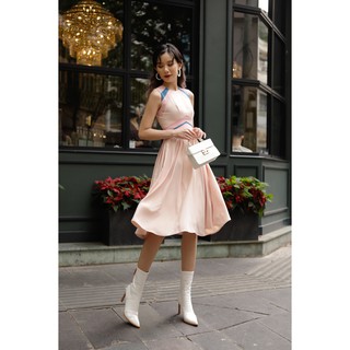 SÒ VINTAGE - CALY Đầm sát nách phối màu viền ren