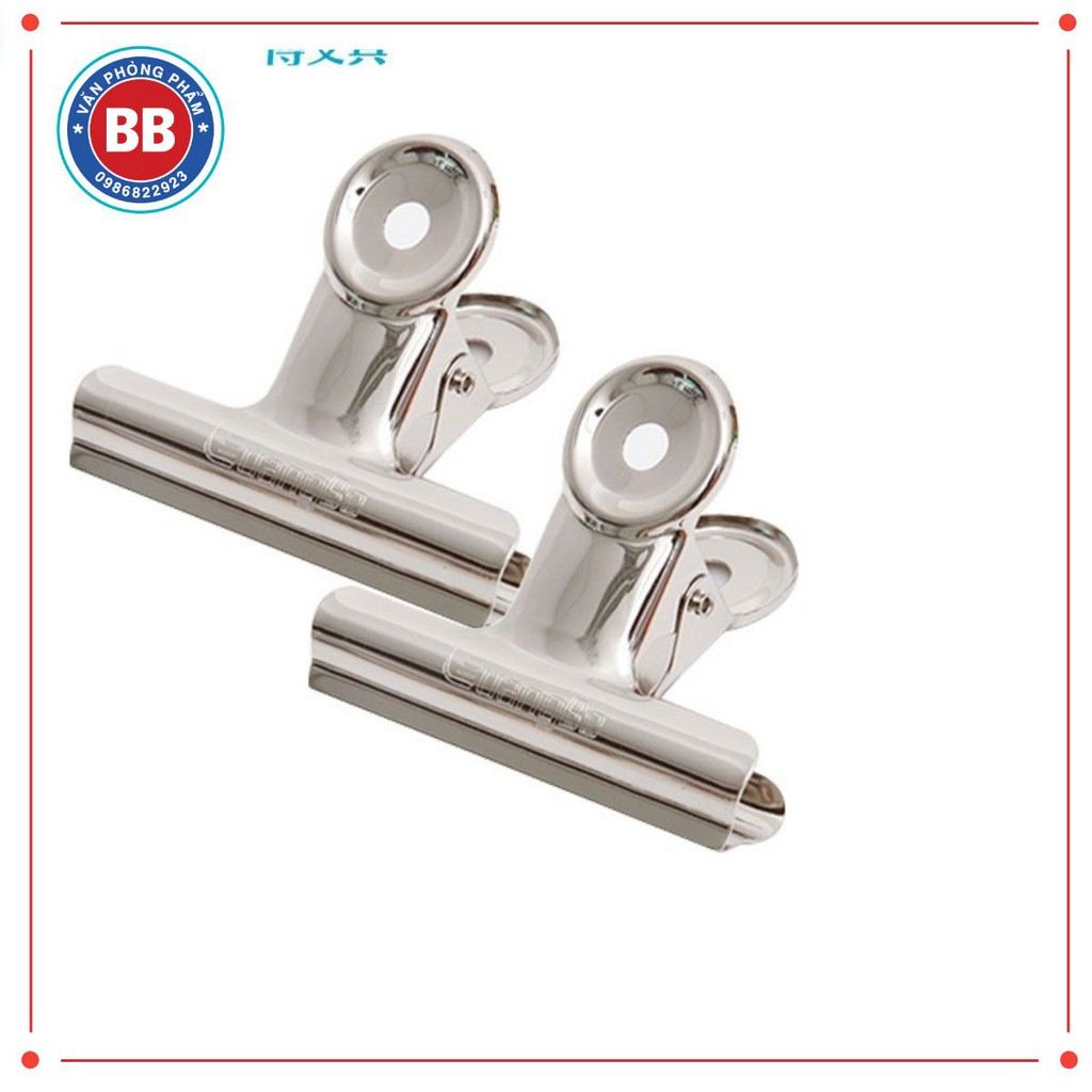 Kẹp inox Guangbo 64mm, ko han gỉ, kẹp giấy, kẹp tài liệu siêu chắc bền - 6 chiếc