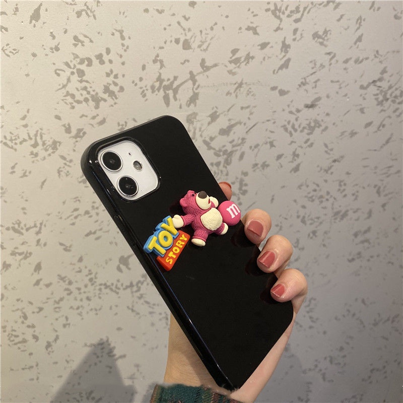 Ốp Điện Thoại silicone Mềm Bóng Hình Gấu/Dâu Tây Cho Apple 13 iPhone12/11pro max x/xs 7/8plus