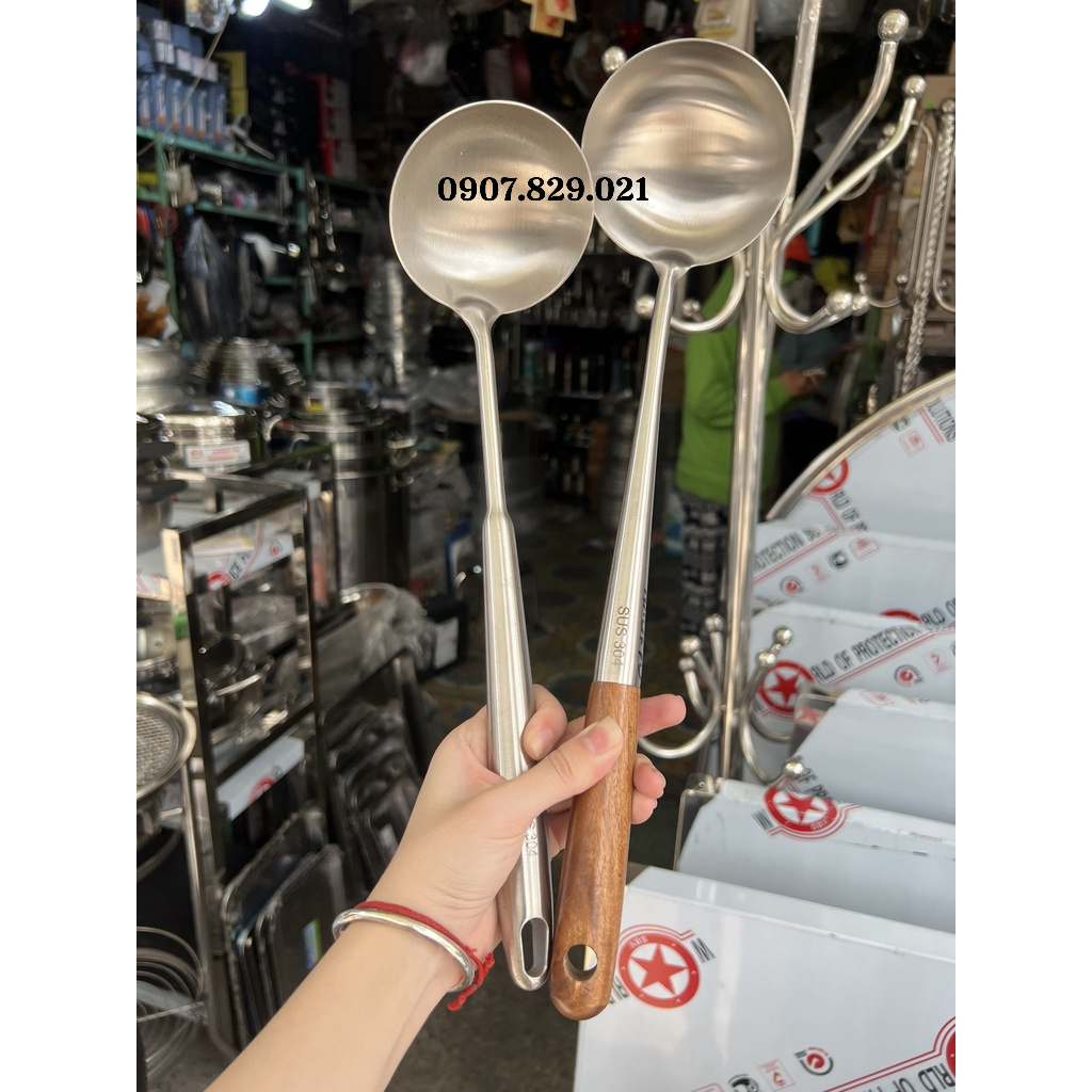 Vá, Sạn INOX 304 Cao Cấp Cán Gỗ / Cán Inox