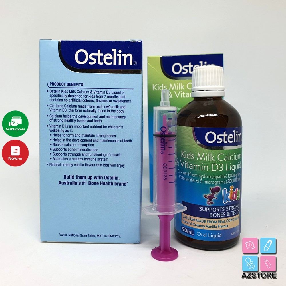 Canxi + vitamin D: Ostelin Kid milk Calcium &Vitamin D3 Liquid - Úc