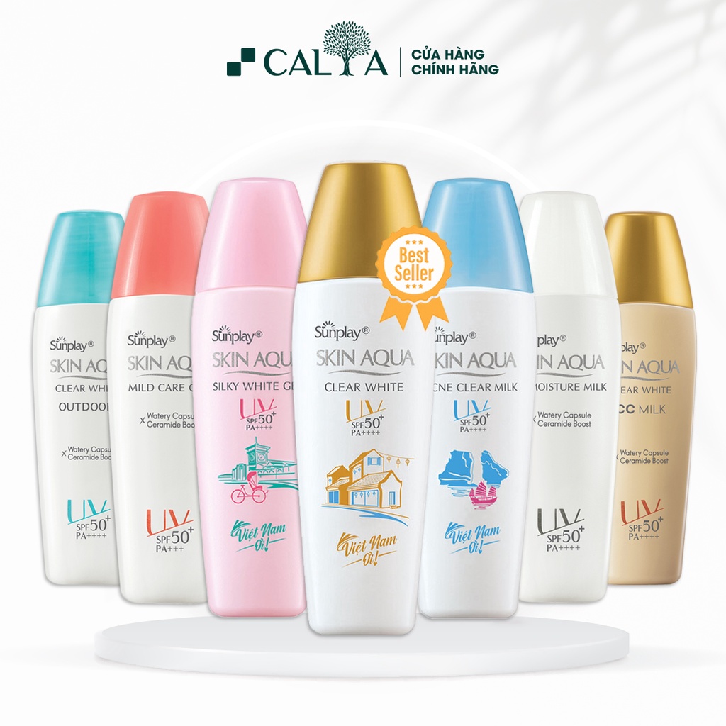 Kem Chống Nắng Sunplay Skin Aqua Dưỡng Da Trắng Mịn, Chống Nước, Ngừa Mụn, Dưỡng Ẩm Cho Mọi Loại Da SPF 50+, PA+++++