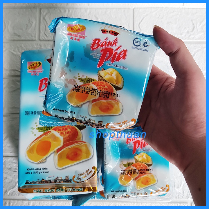 [ HSD : 9/6/22 ] Bánh pía 5 sao đậu sầu riêng trứng muối Tân Huê Viên 600g ( 4 cái )