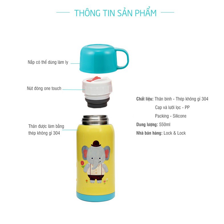 Bình nước giữ nhiệt Cartoon Lock&amp;Lock LHC1435