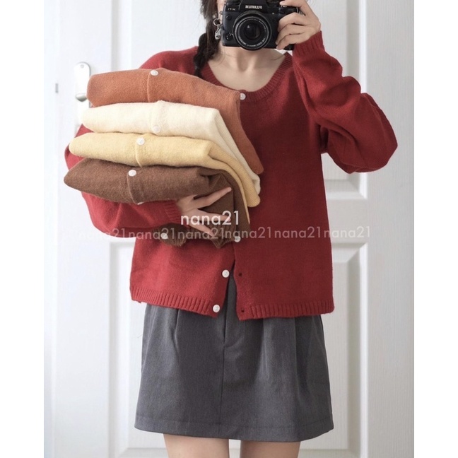 [HÀNG SẴN]ÁO CADIGAN LEN MỎNG CÚC DỌC CỔ TRÒN HÀNG QUẢNG CHÂU MÃ 3158