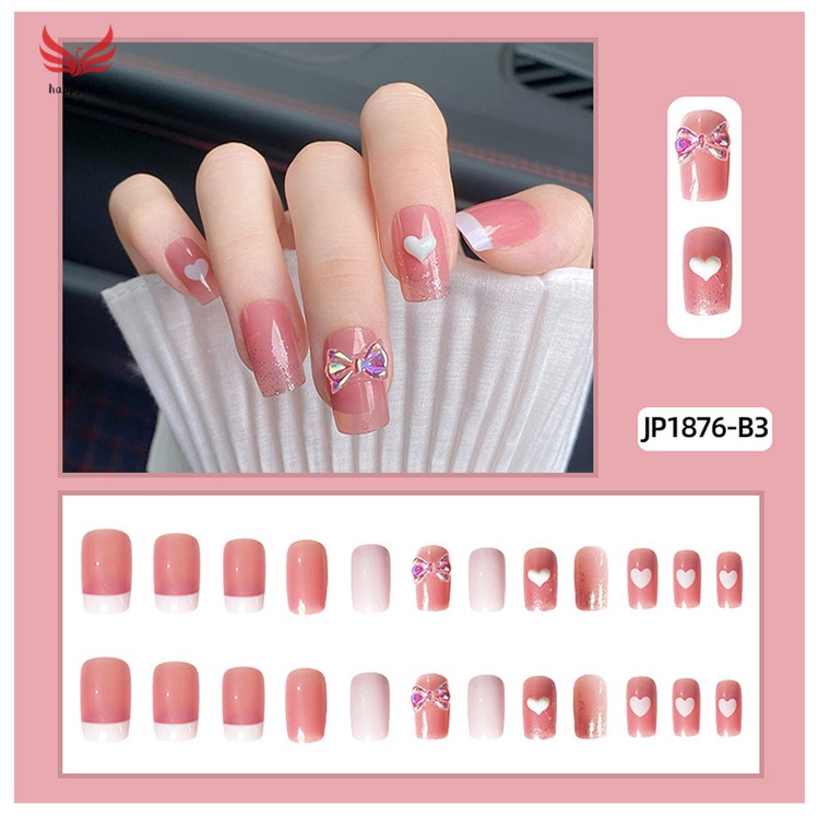 Set 24 móng tay giả dài thời trang cá tính và keo dán trang trí móng nghệ thuật cho nữ