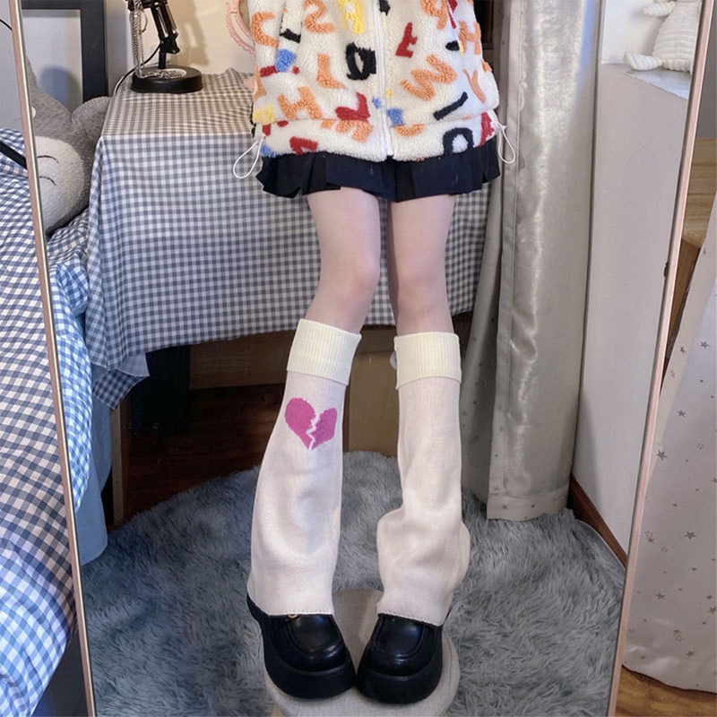 Tất Dệt Kim Dài Trung Bình Giữ Ấm Chân Phong Cách Lolita Nhật Bản Cho Nữ