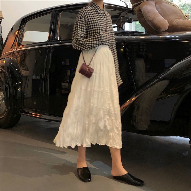 Chân Váy Xếp Ly Lưng Cao Màu Trắng Thời Trang 2022 Mới Lạ Cho Nữ