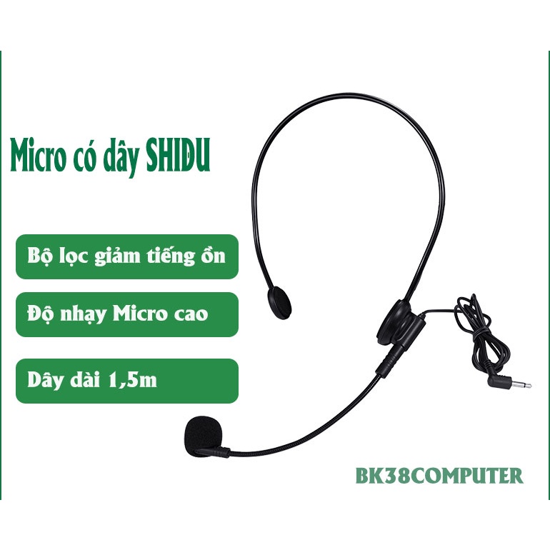 CHÍNH HÃNG SHIDU - Mic quang đầu Microphone ghi âm, thu âm cho điện thoại, máy ảnh, laptop